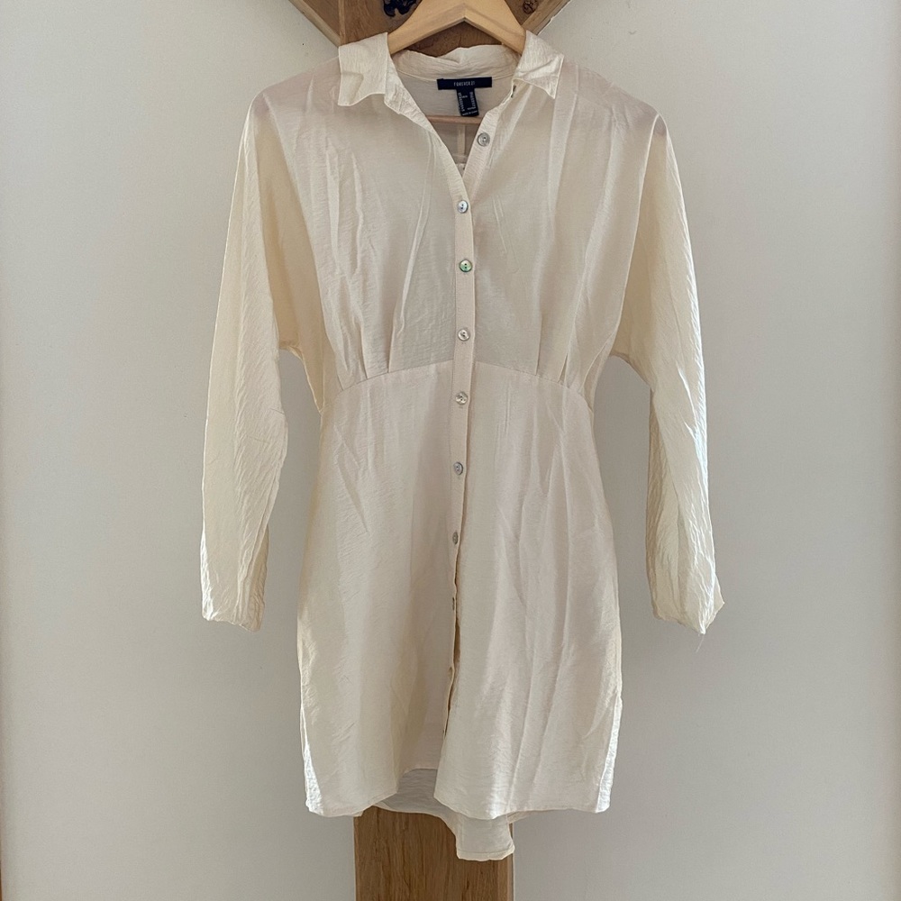 F21 Woven Dress in Cream